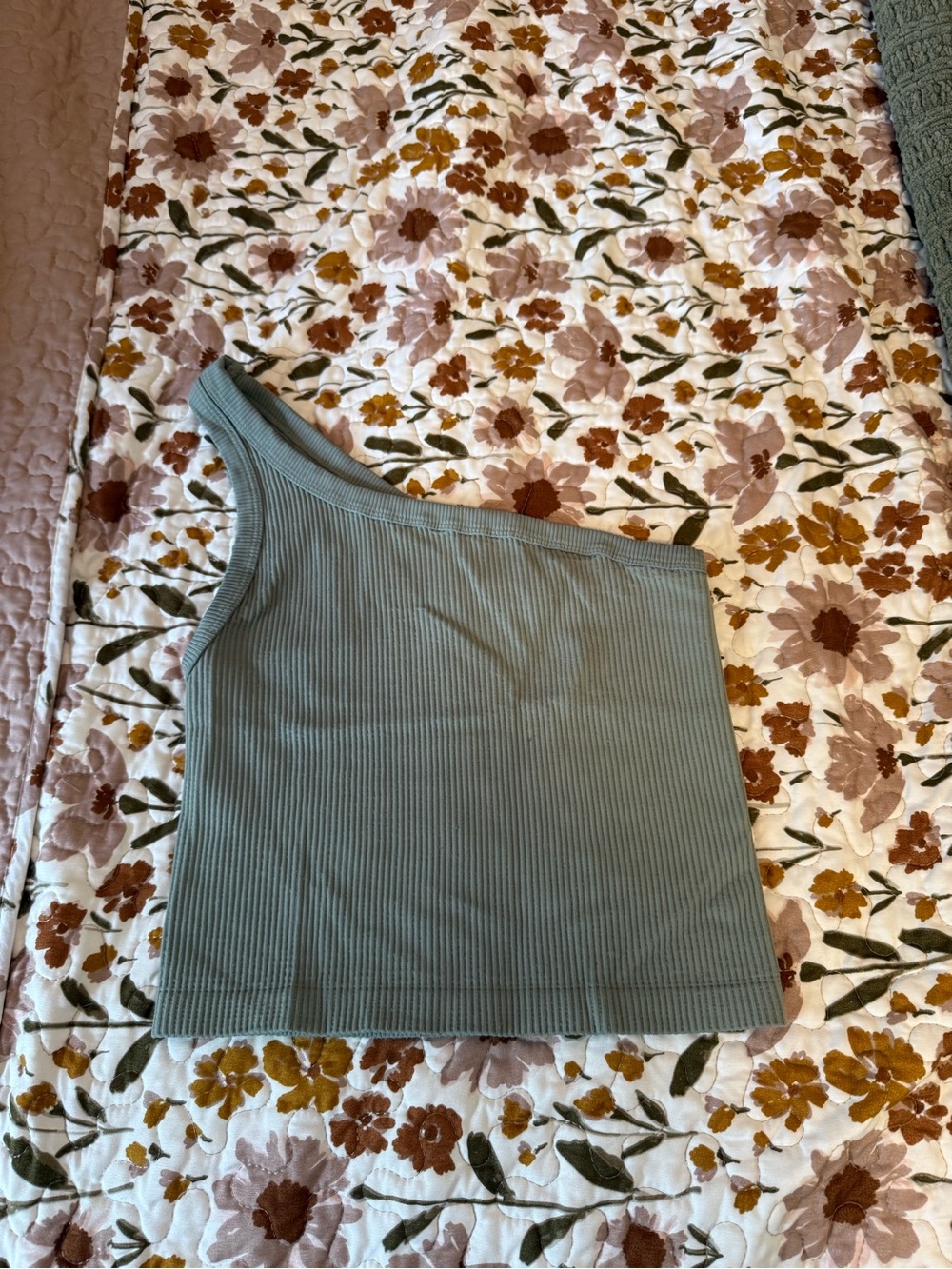 Nikibiki One-Shoulder Ribbed Tank in Sage